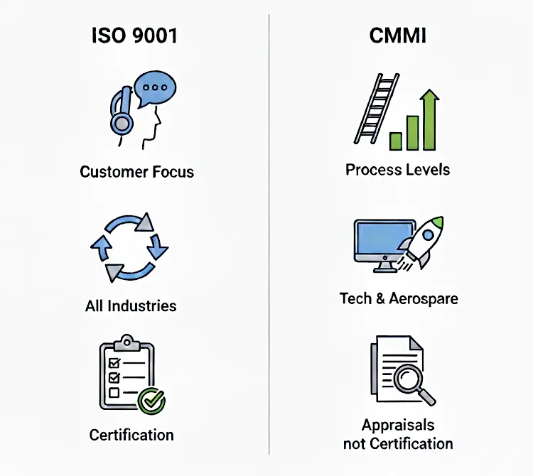 Core Differences between ISO 9001 and CMMI