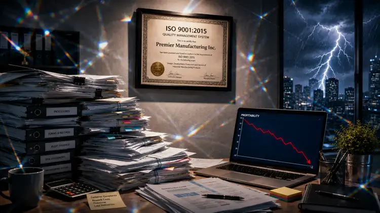 ISO 9001 certificate on a wall - but is it quietly destroying your profit margin?