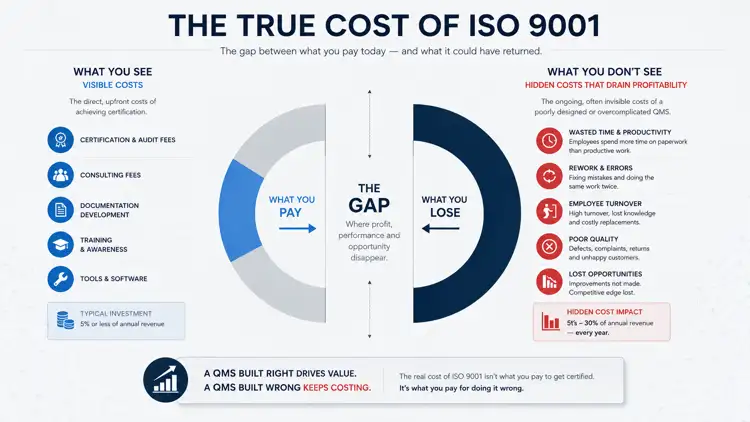 Comparing the initial cost of ISO 9001 certification versus the ongoing cost of a bloated QMS